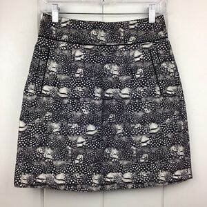 J. Crew Black / White Feather Print Mini Skirt - 0‎